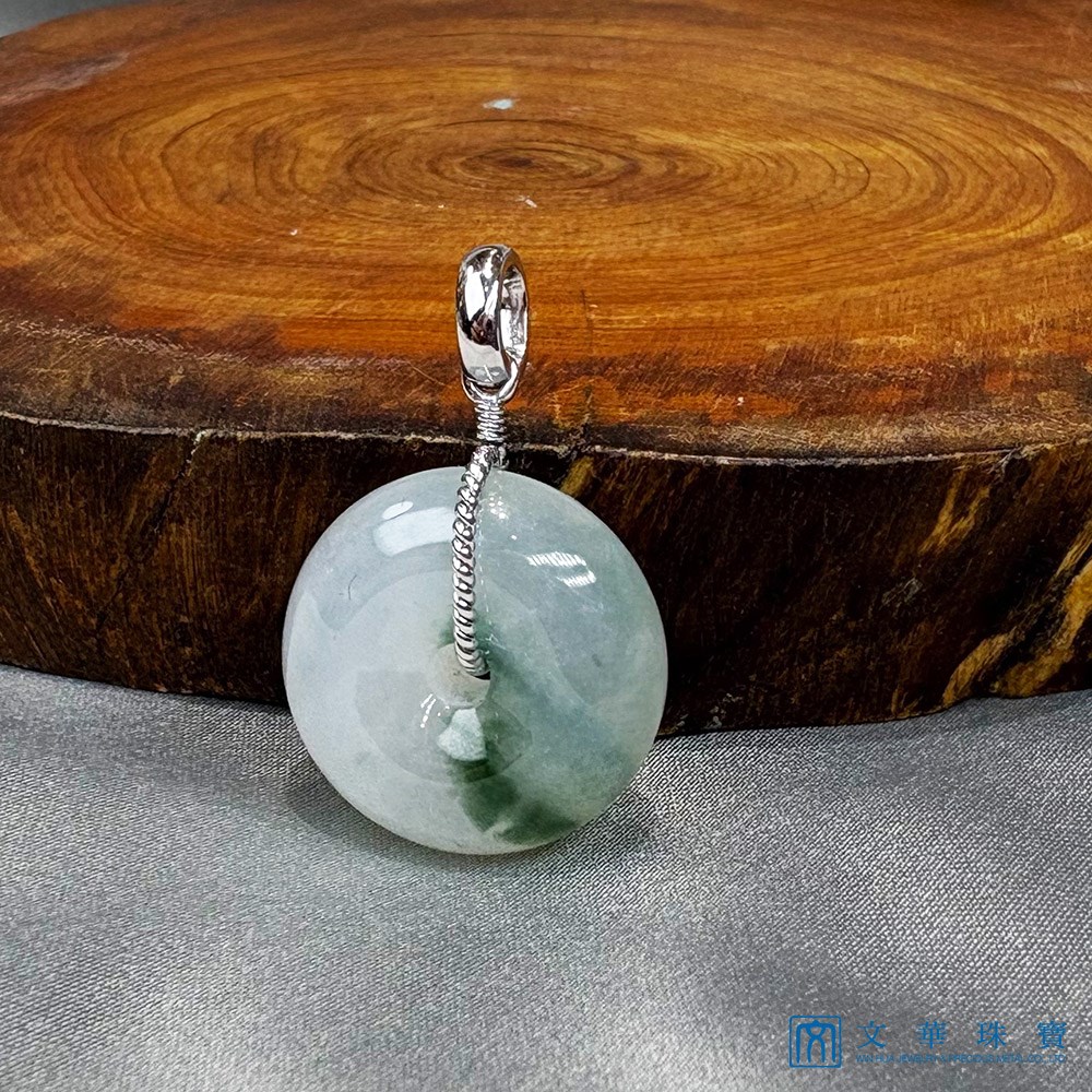  翡翠冰糯飄蘭花平安扣玉墜(已售出)