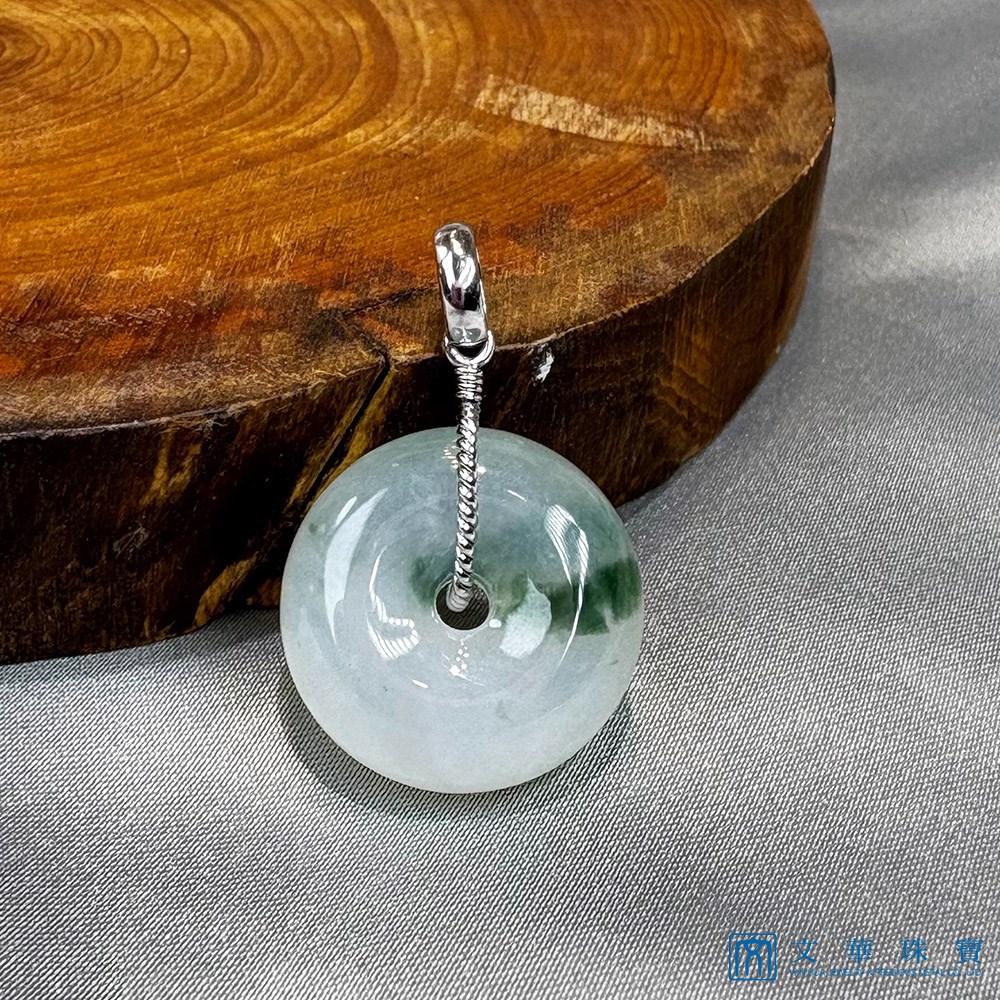  翡翠冰糯飄蘭花平安扣玉墜(已售出)