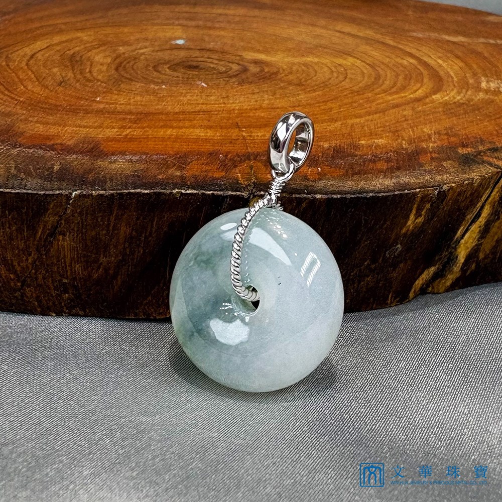  翡翠冰糯飄蘭花平安扣玉墜(已售出)