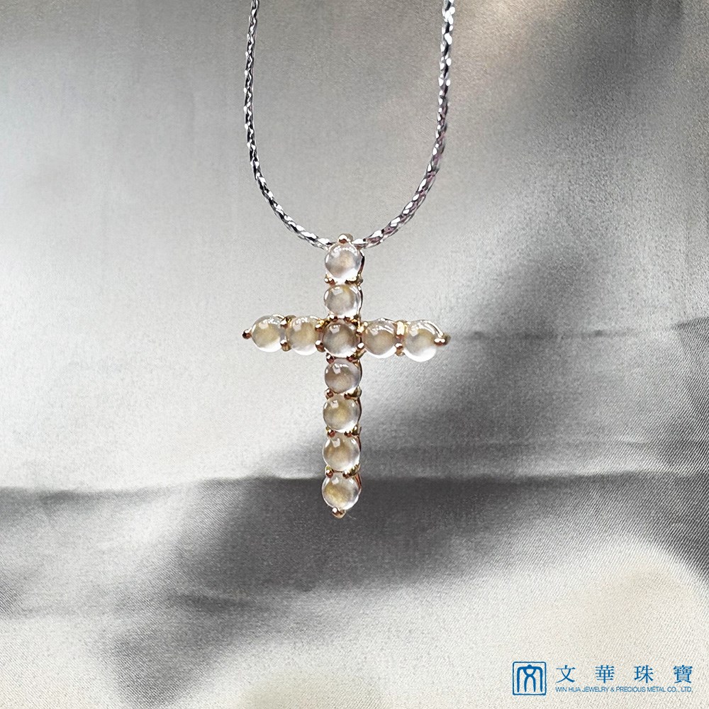 玻璃種蛋面玫瑰金十字架