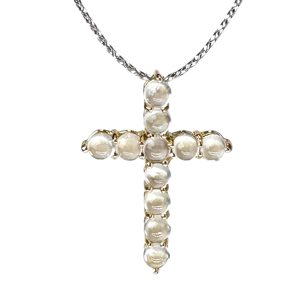 玻璃種蛋面玫瑰金十字架