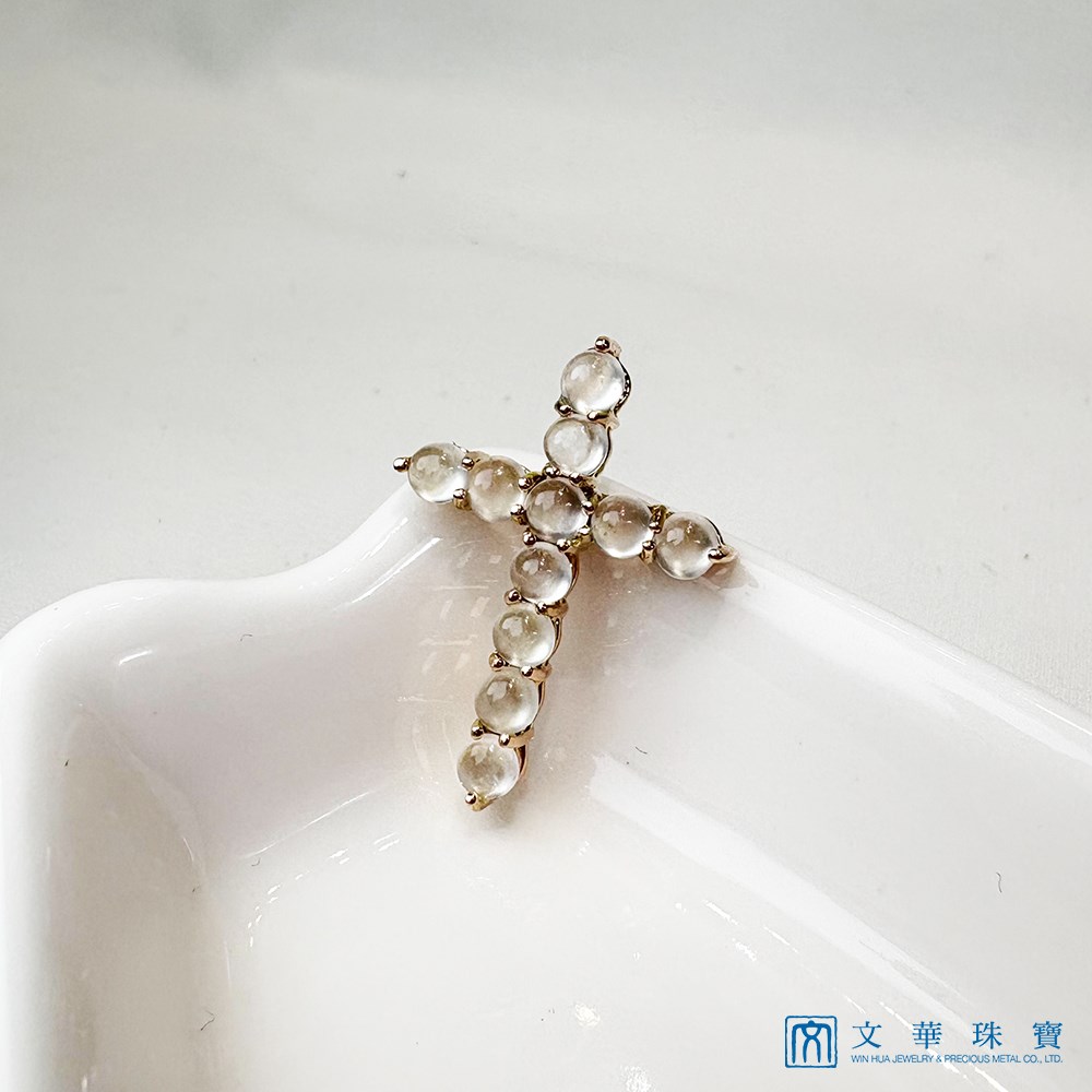 玻璃種蛋面玫瑰金十字架