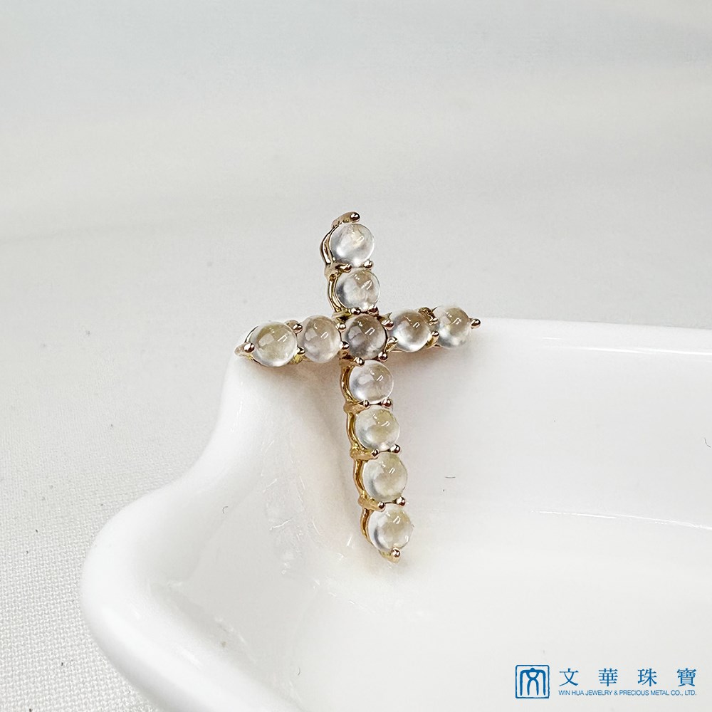 玻璃種蛋面玫瑰金十字架