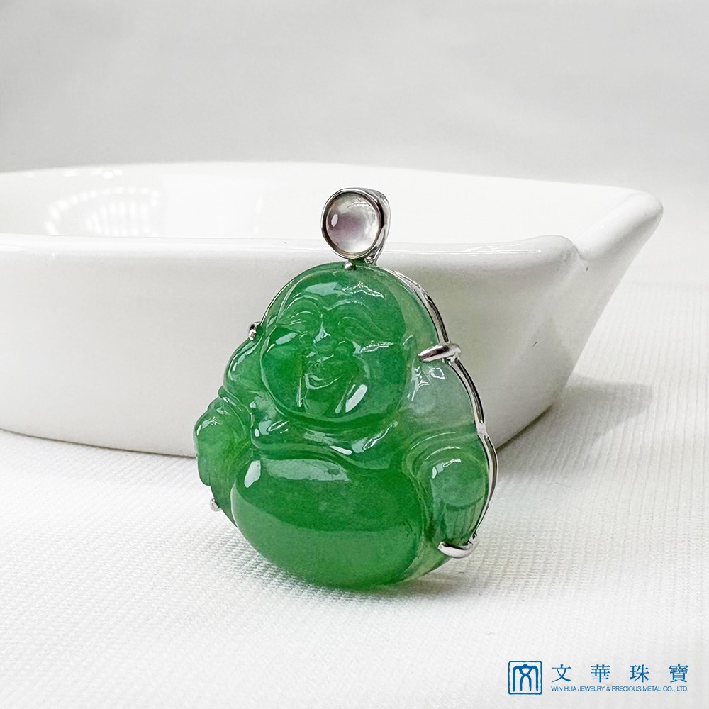 翡翠秧苗綠小彌勒玉墜