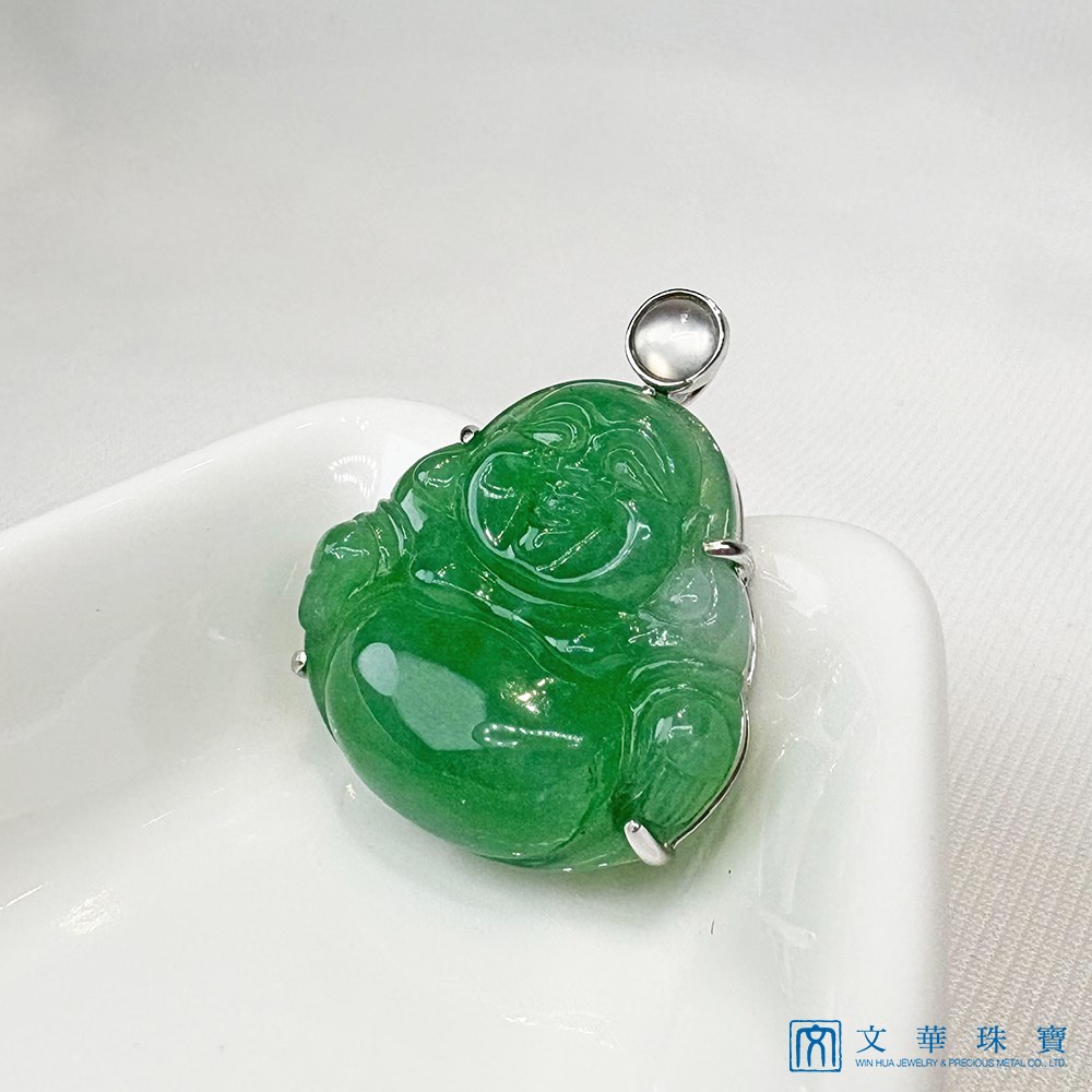 翡翠秧苗綠小彌勒玉墜