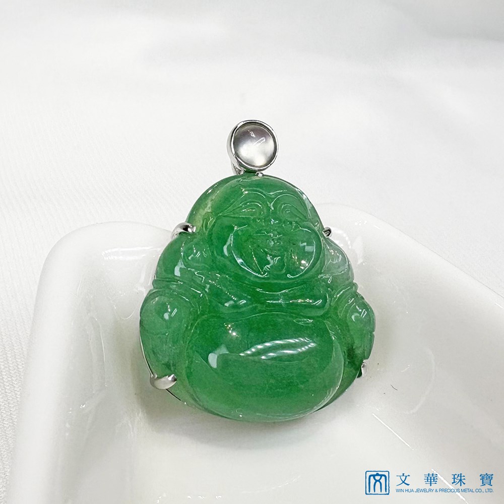 翡翠秧苗綠小彌勒玉墜