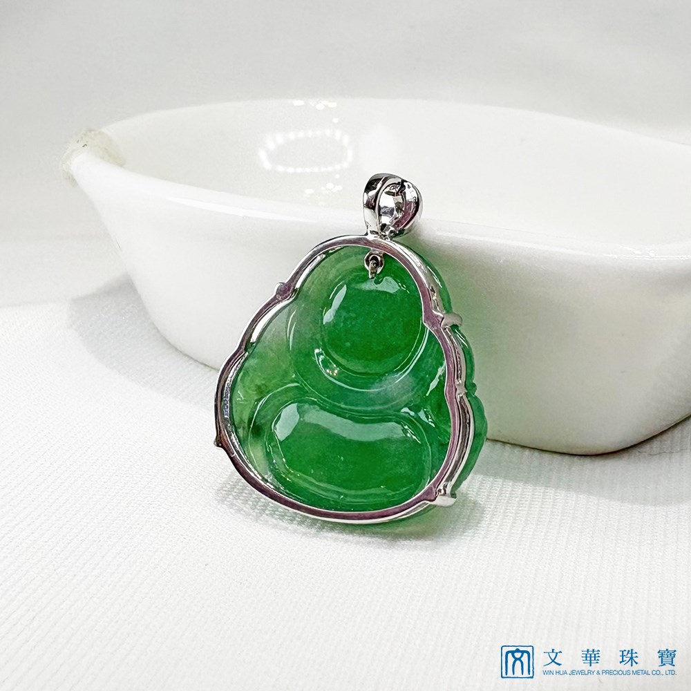 翡翠秧苗綠小彌勒玉墜