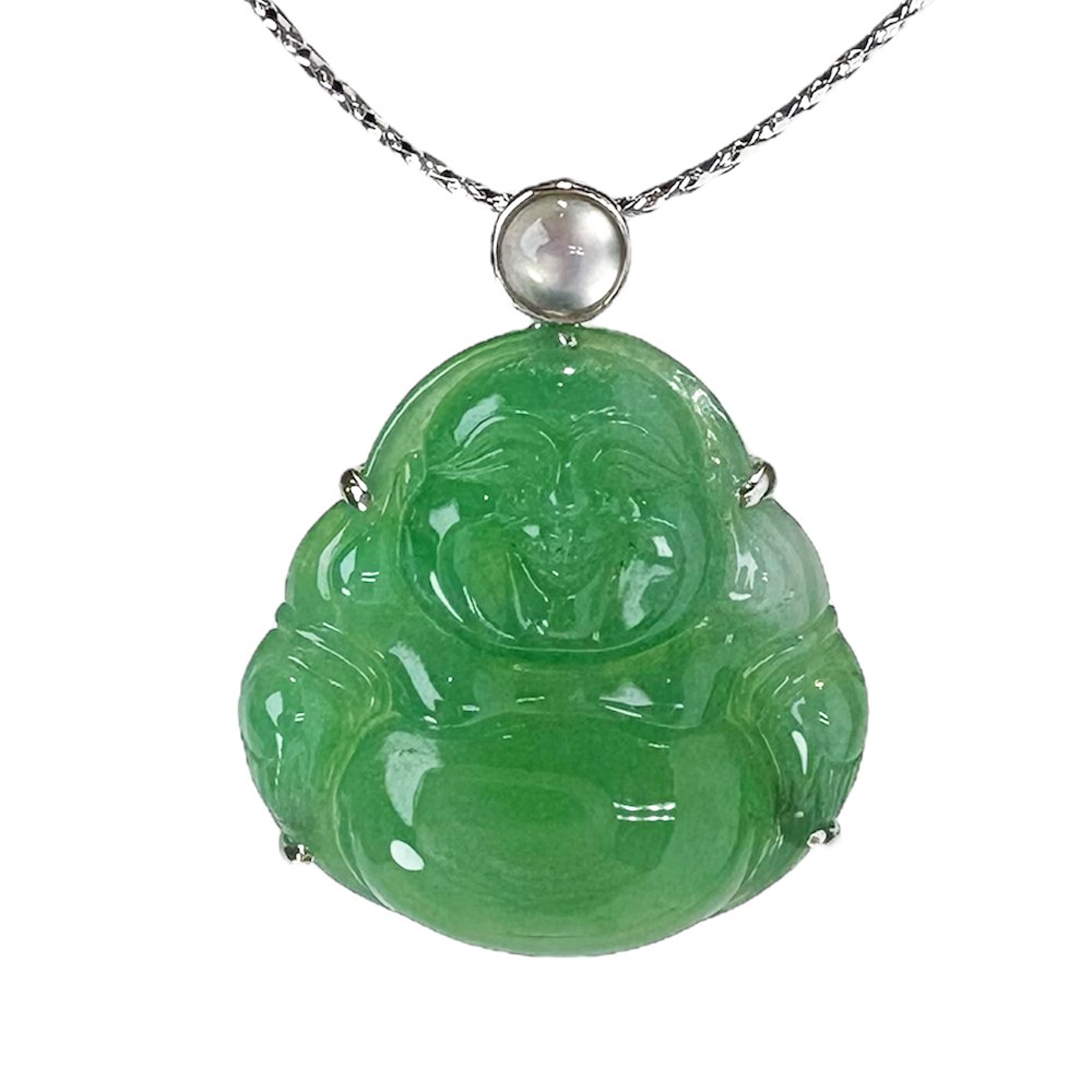 翡翠秧苗綠小彌勒玉墜