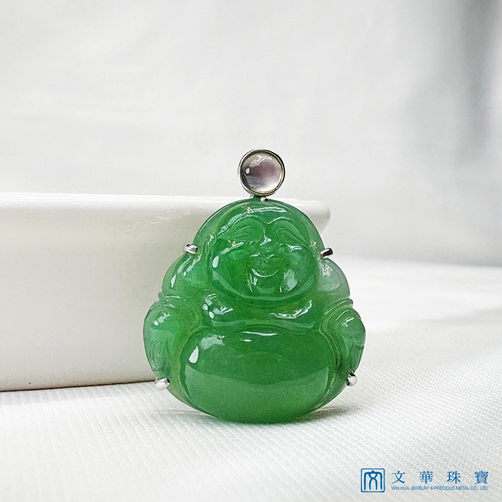 翡翠秧苗綠小彌勒玉墜