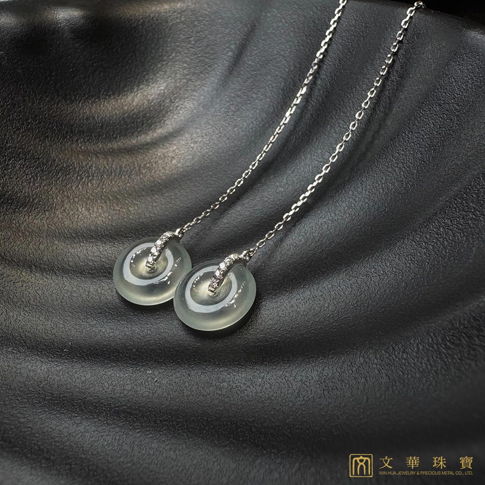 玻璃種平安扣耳環