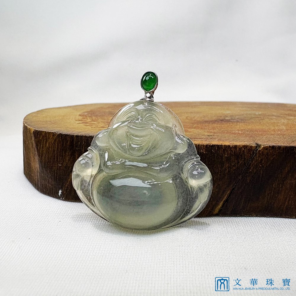 高冰淡茶金彌勒佛玉墜 