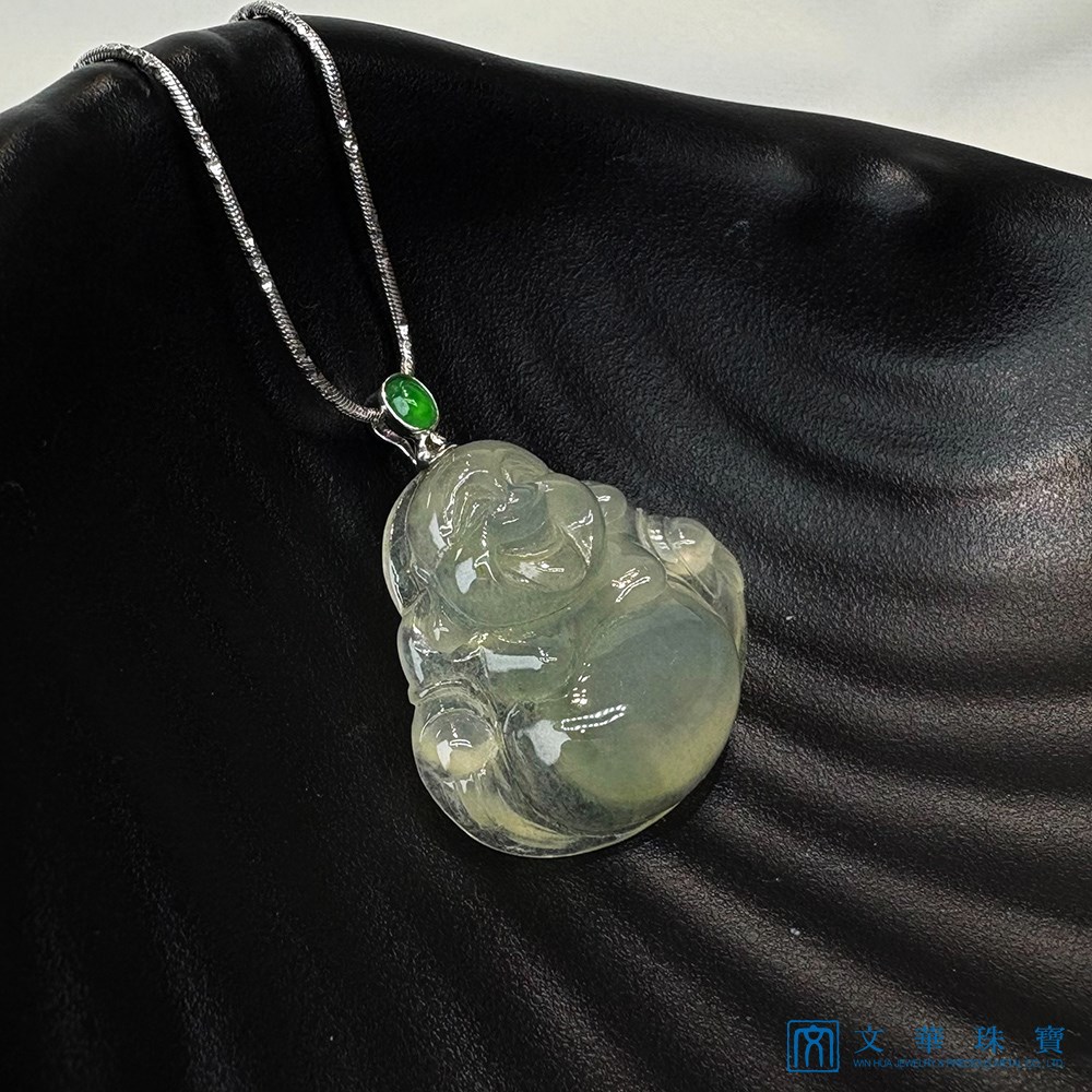 高冰淡茶金彌勒佛玉墜 