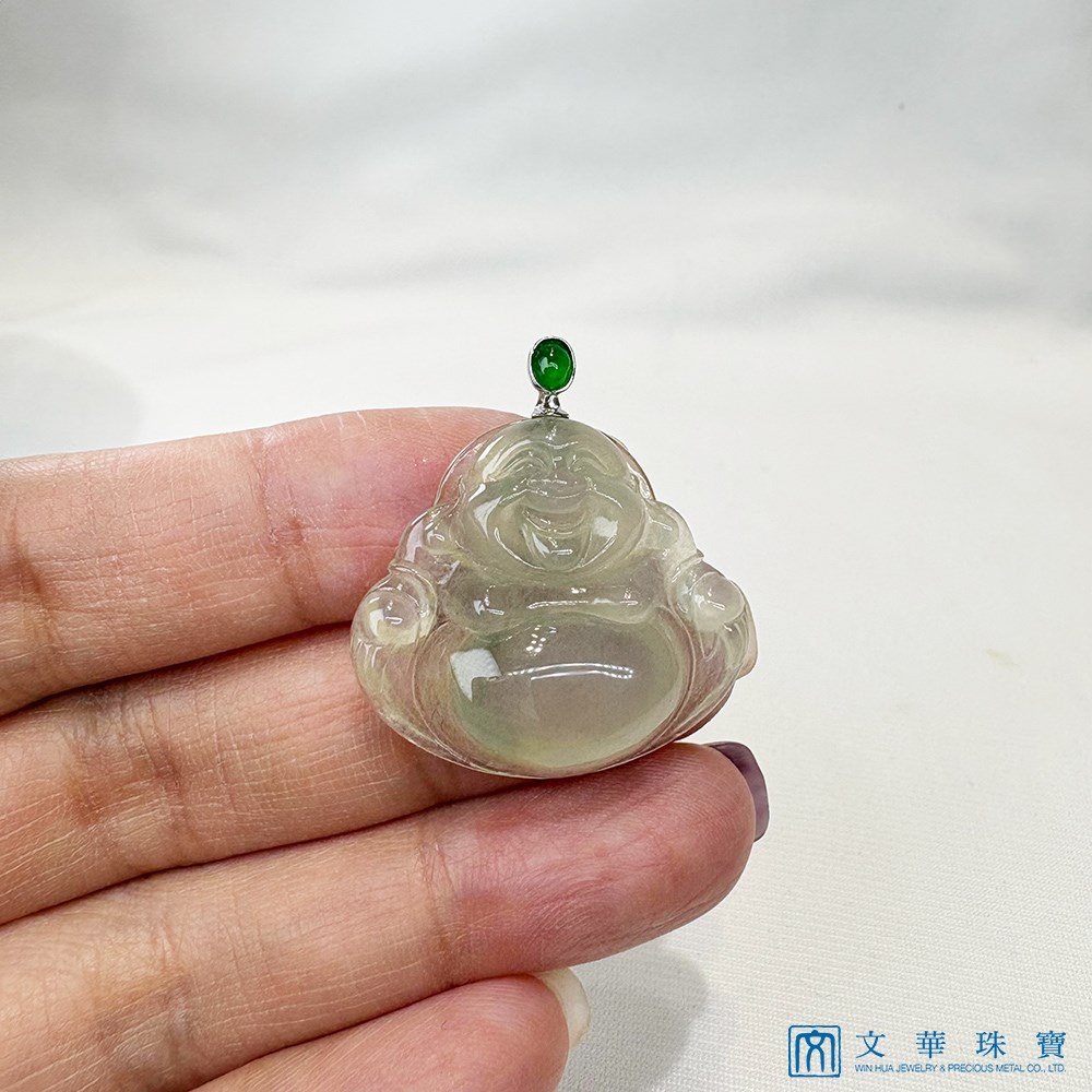 高冰淡茶金彌勒佛玉墜 