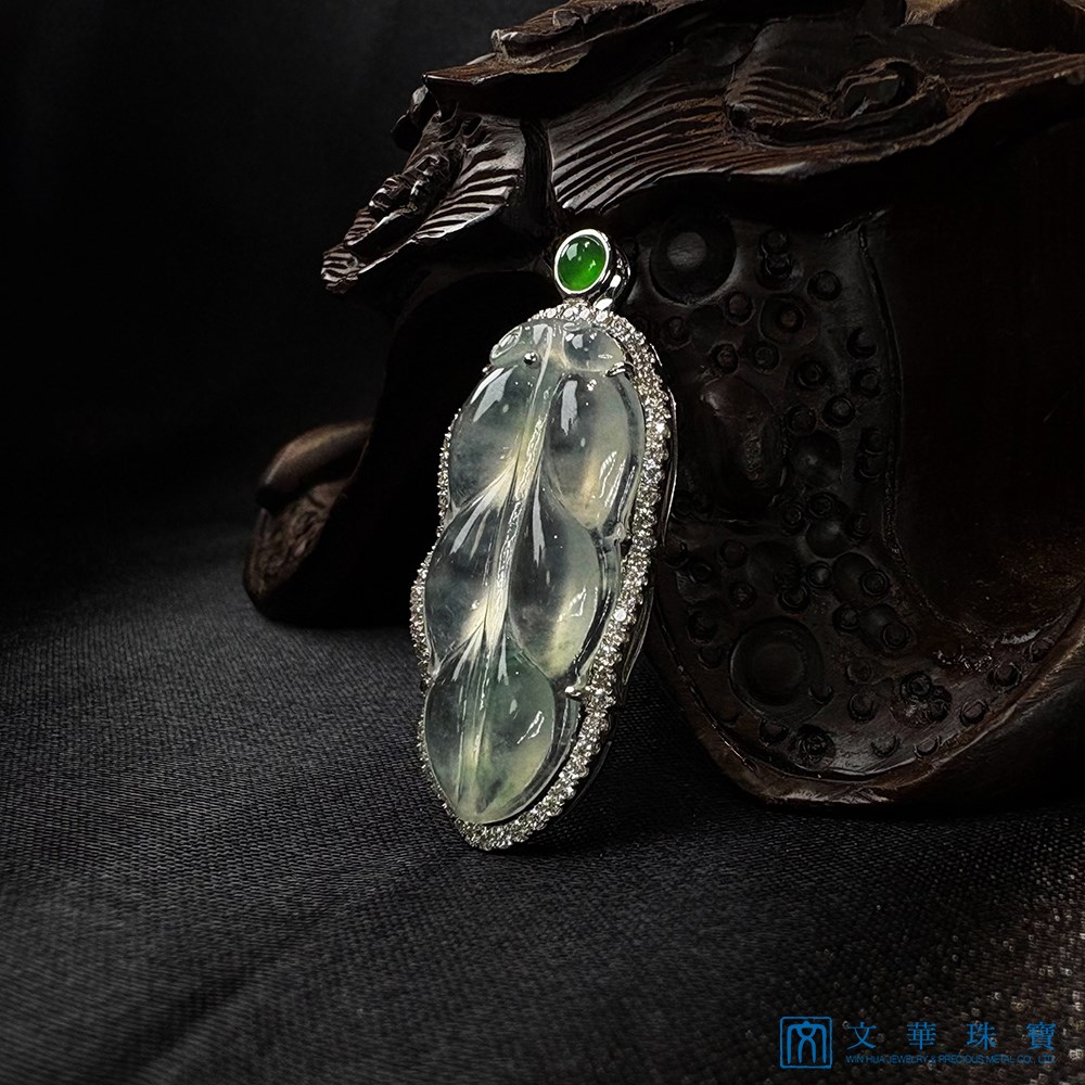 玻璃種玉葉鑽墜