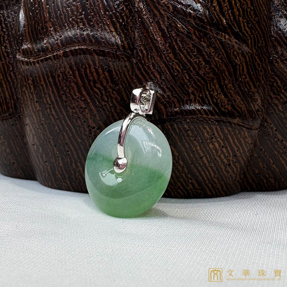 冰種飄綠平安扣鑽墜