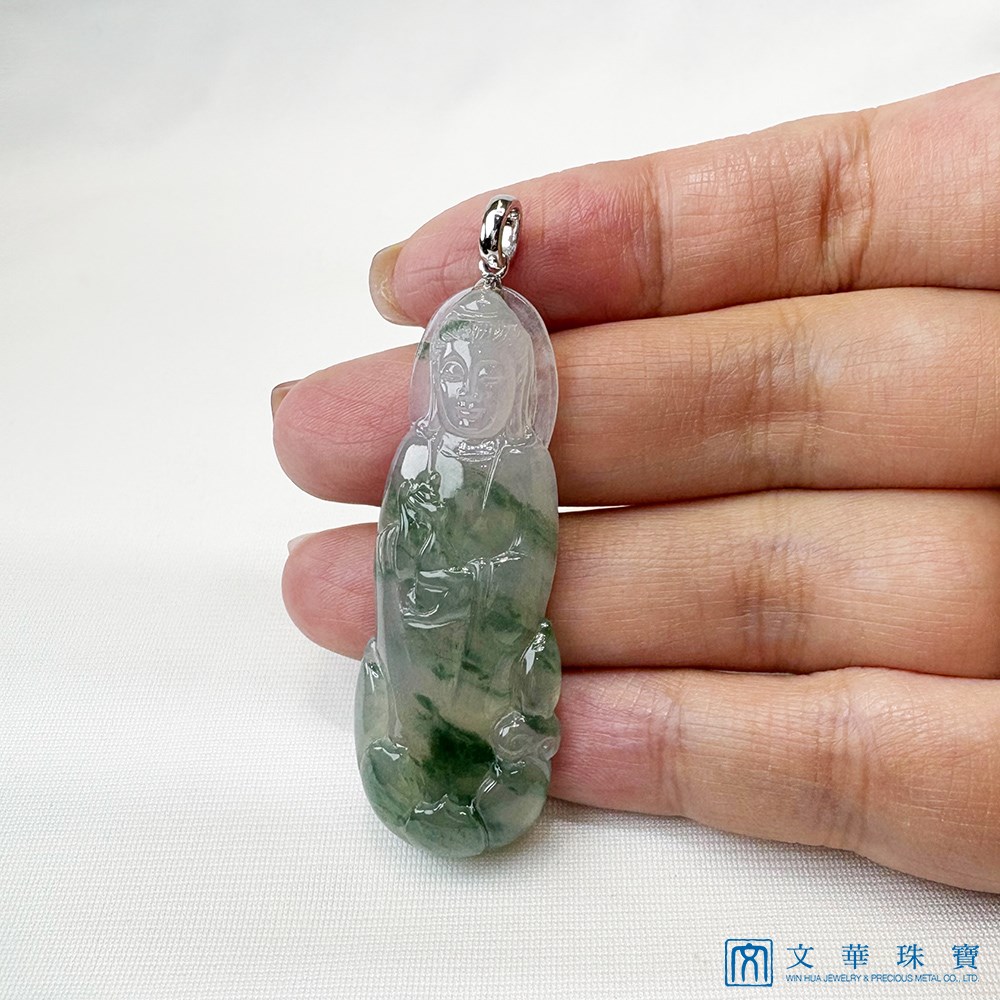 高冰飄蘭花寶瓶觀音玉墜