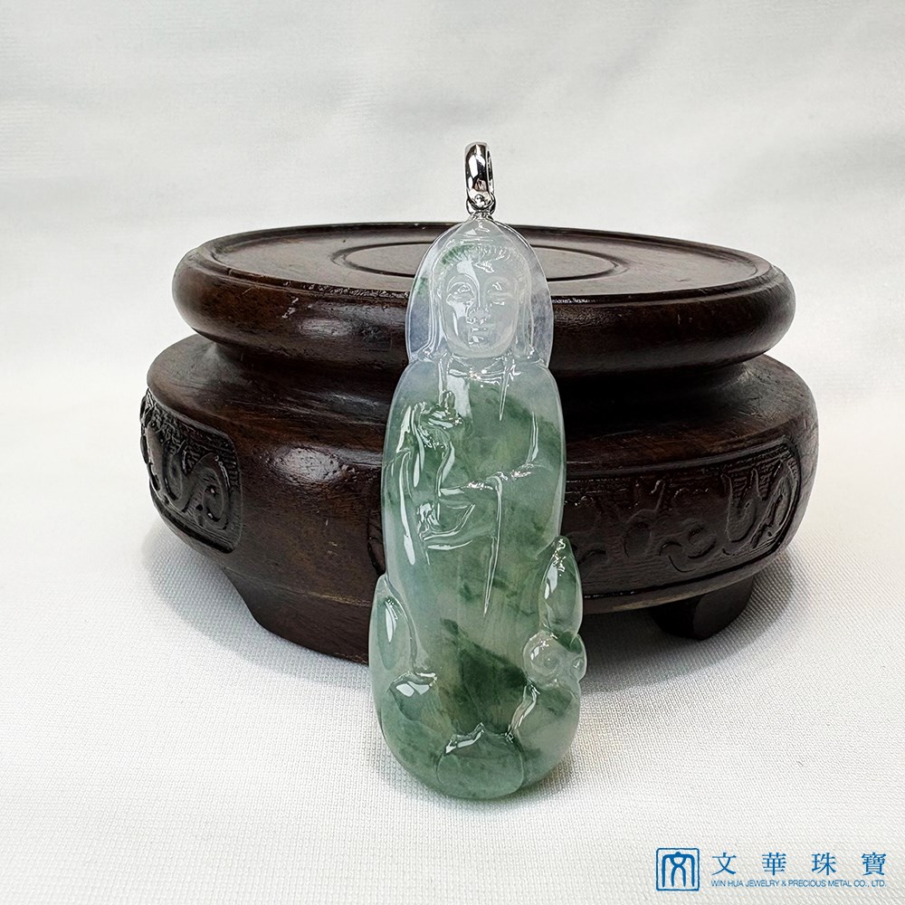 高冰飄蘭花寶瓶觀音玉墜