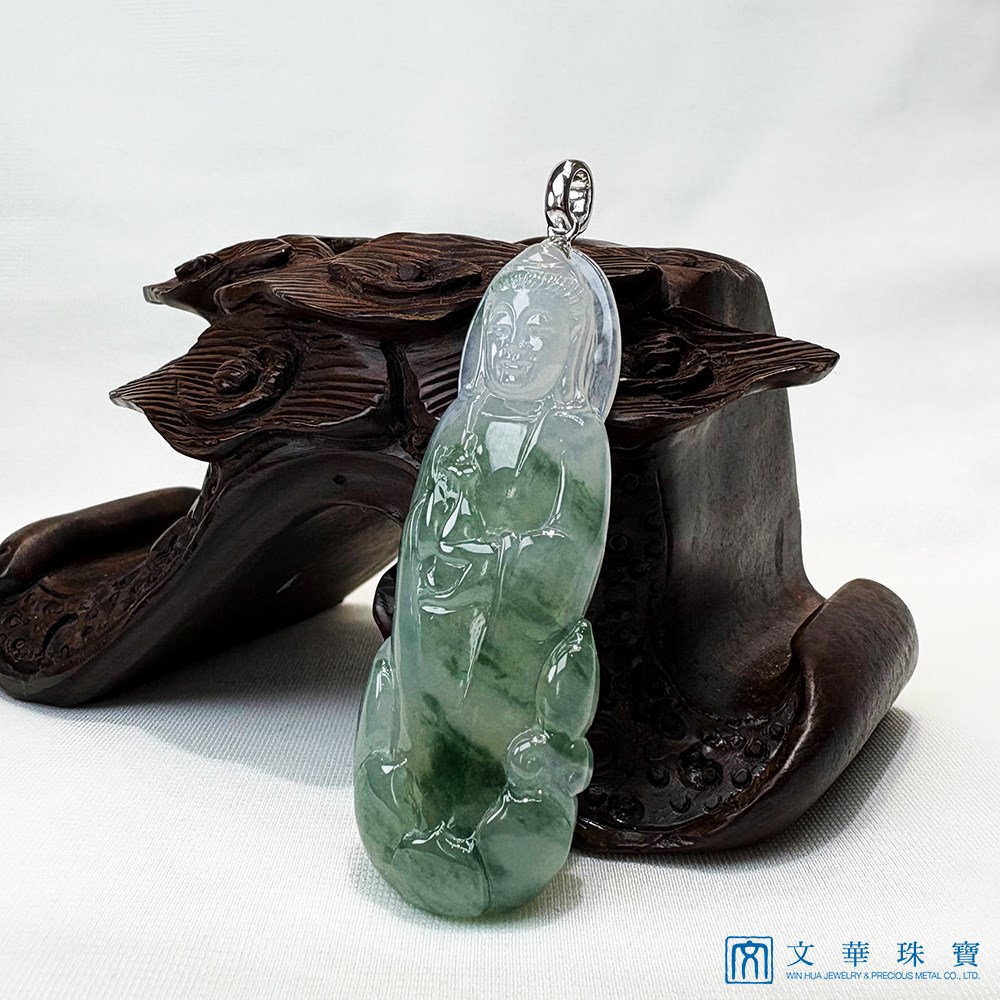 高冰飄蘭花寶瓶觀音玉墜