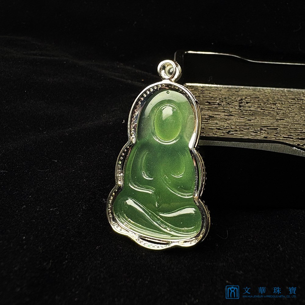 玻璃種滿綠觀音玉墜 