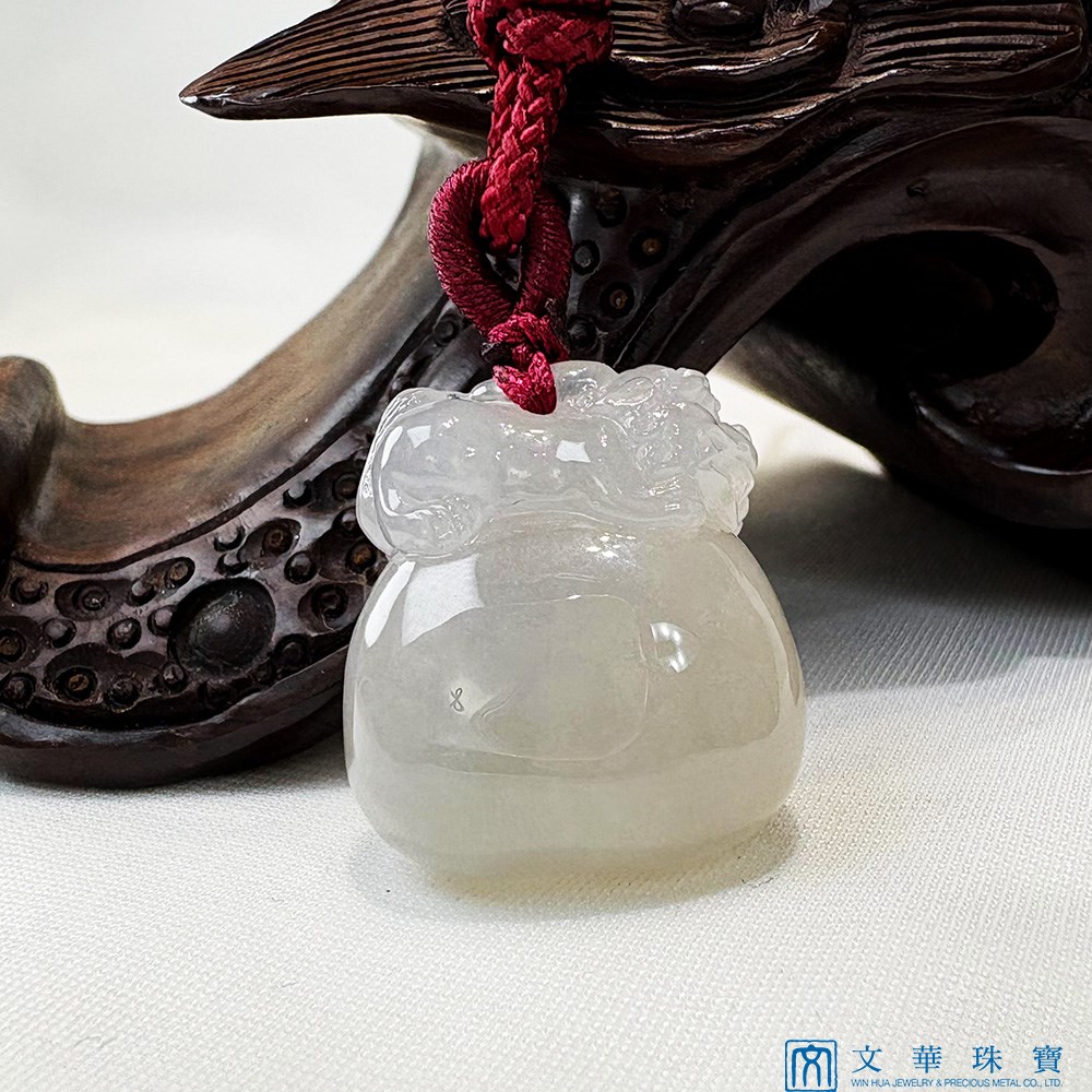 柿獅如意玉墜 事事如意 贈精美中國繩乙入