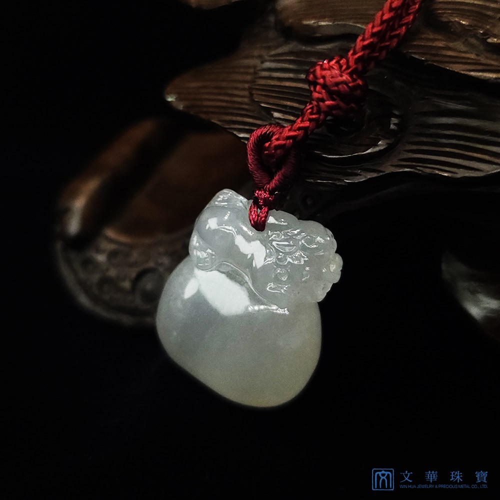 柿獅如意玉墜 事事如意 贈精美中國繩乙入