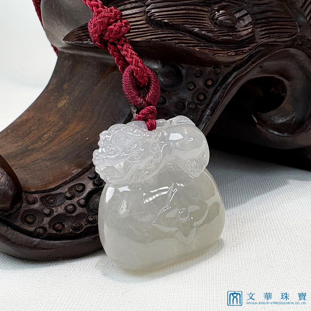 柿獅如意玉墜 事事如意 贈精美中國繩乙入