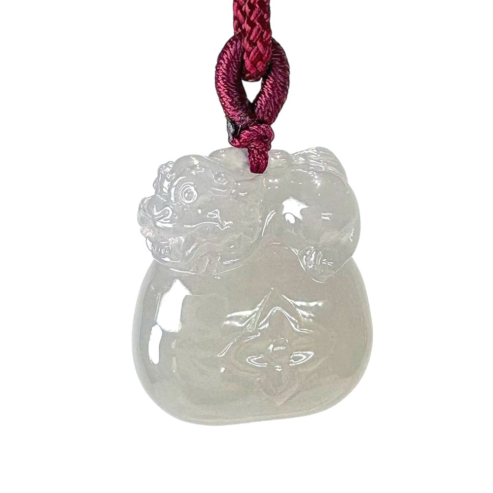 柿獅如意玉墜 事事如意 贈精美中國繩乙入