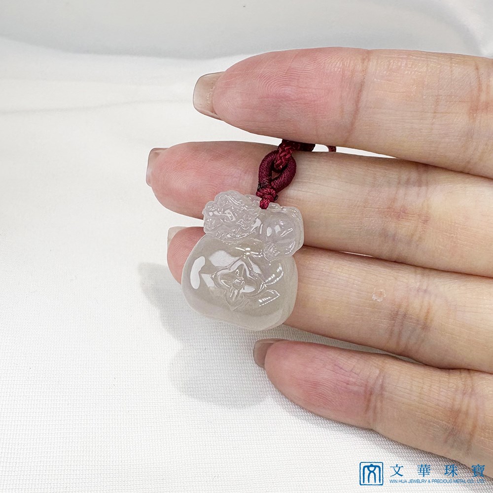 柿獅如意玉墜 事事如意 贈精美中國繩乙入