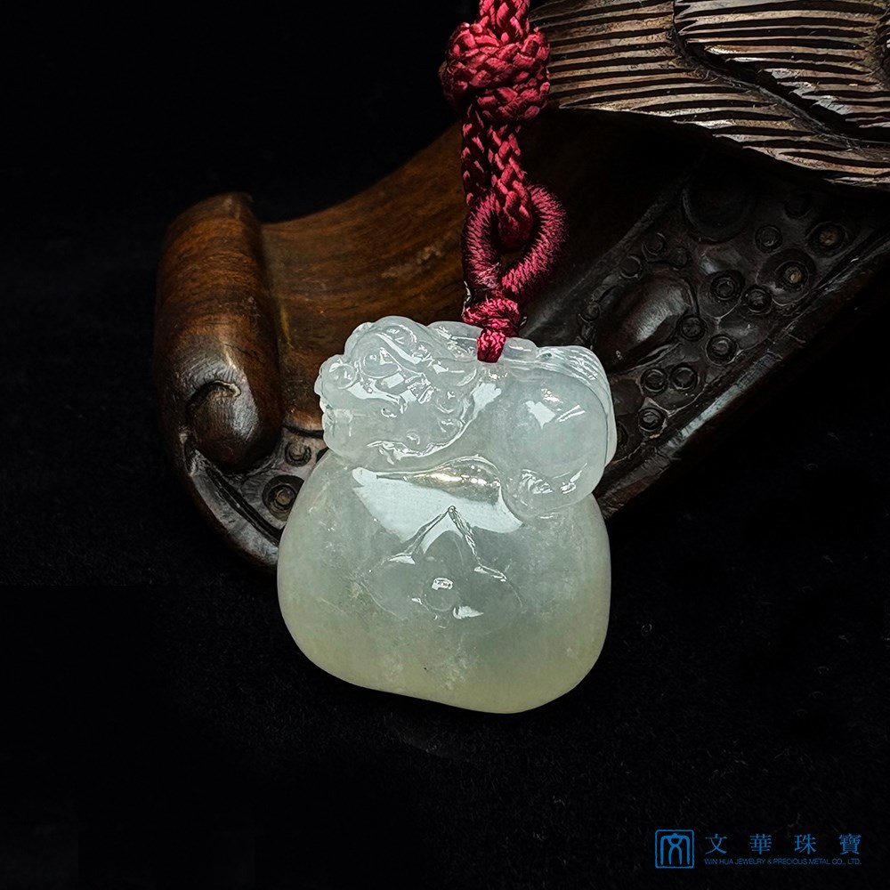 柿獅如意玉墜 事事如意 贈精美中國繩乙入