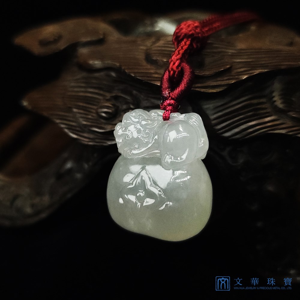 柿獅如意玉墜 事事如意 贈精美中國繩乙入