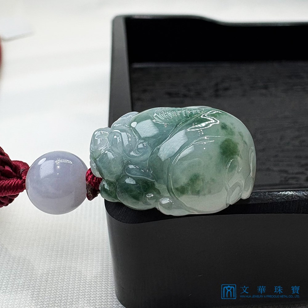 翡翠飄花貔貅把玩掛件 贈精美掛繩乙入