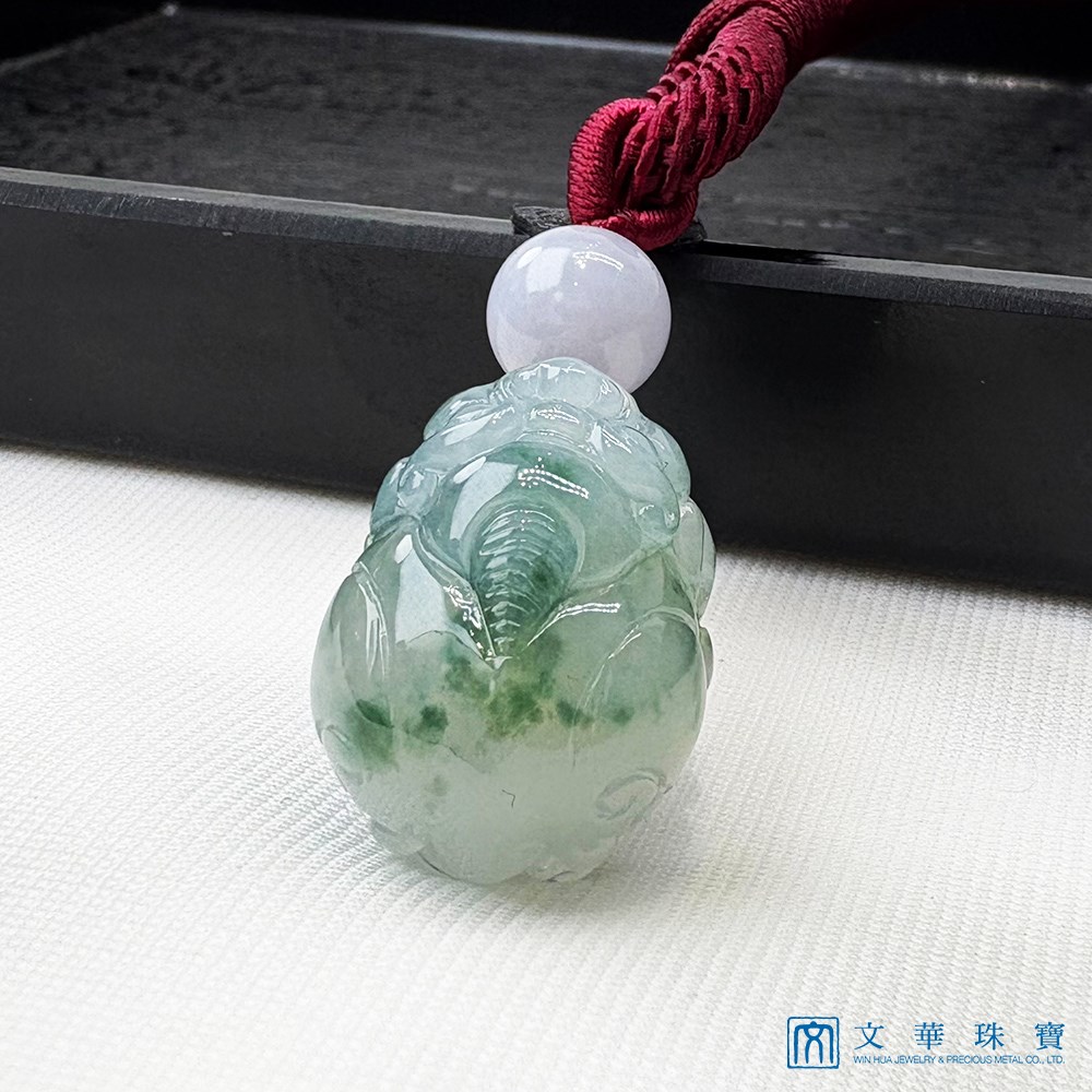 翡翠飄花貔貅把玩掛件 贈精美掛繩乙入
