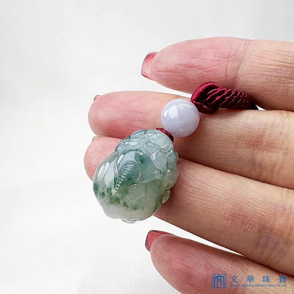 翡翠飄花貔貅把玩掛件 贈精美掛繩乙入