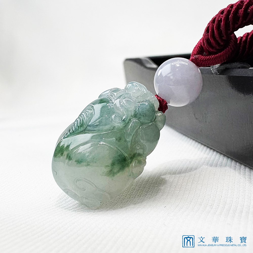 翡翠飄花貔貅把玩掛件 贈精美掛繩乙入