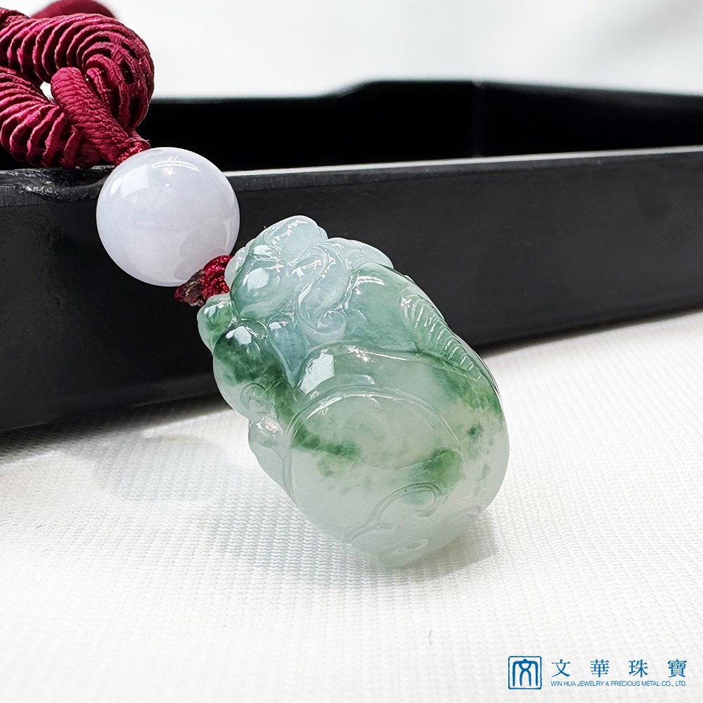 翡翠飄花貔貅把玩掛件 贈精美掛繩乙入