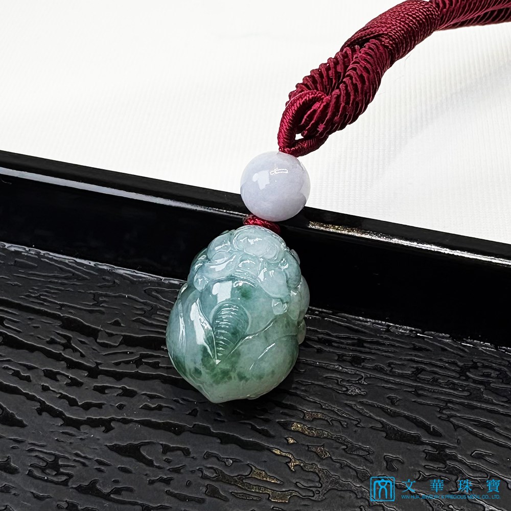 翡翠飄花貔貅把玩掛件 贈精美掛繩乙入