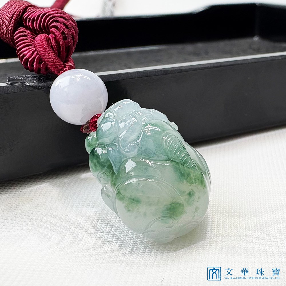 翡翠飄花貔貅把玩掛件 贈精美掛繩乙入