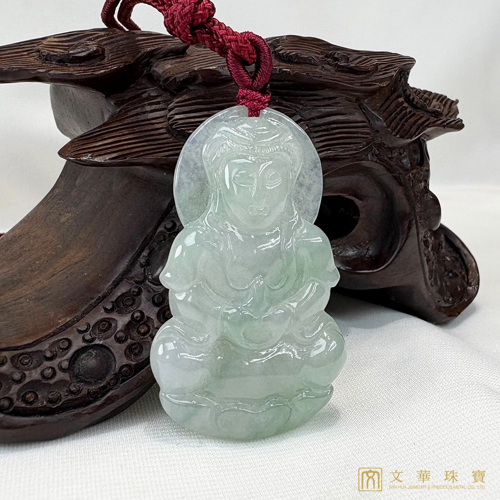 冰糯芙蓉綠寶瓶觀音 贈精美中國繩乙入(已售出)