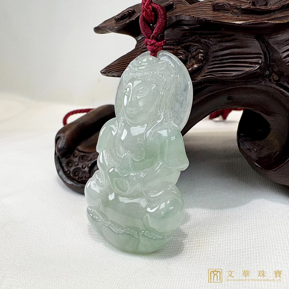 冰糯芙蓉綠寶瓶觀音 贈精美中國繩乙入(已售出)