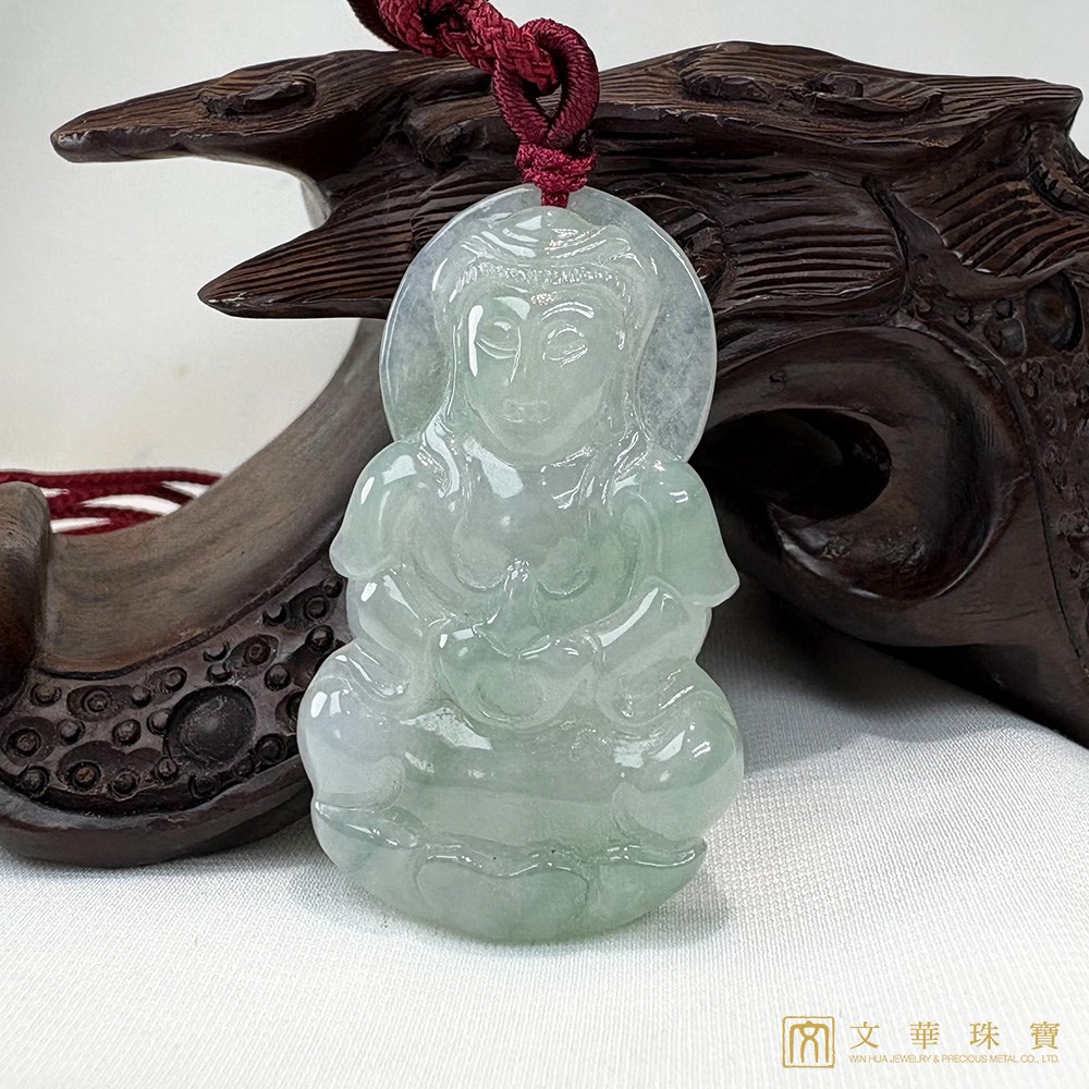 冰糯芙蓉綠寶瓶觀音 贈精美中國繩乙入(已售出)