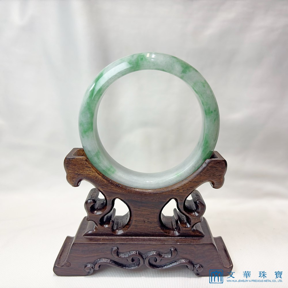 白底青翡翠玉鐲 約18圍