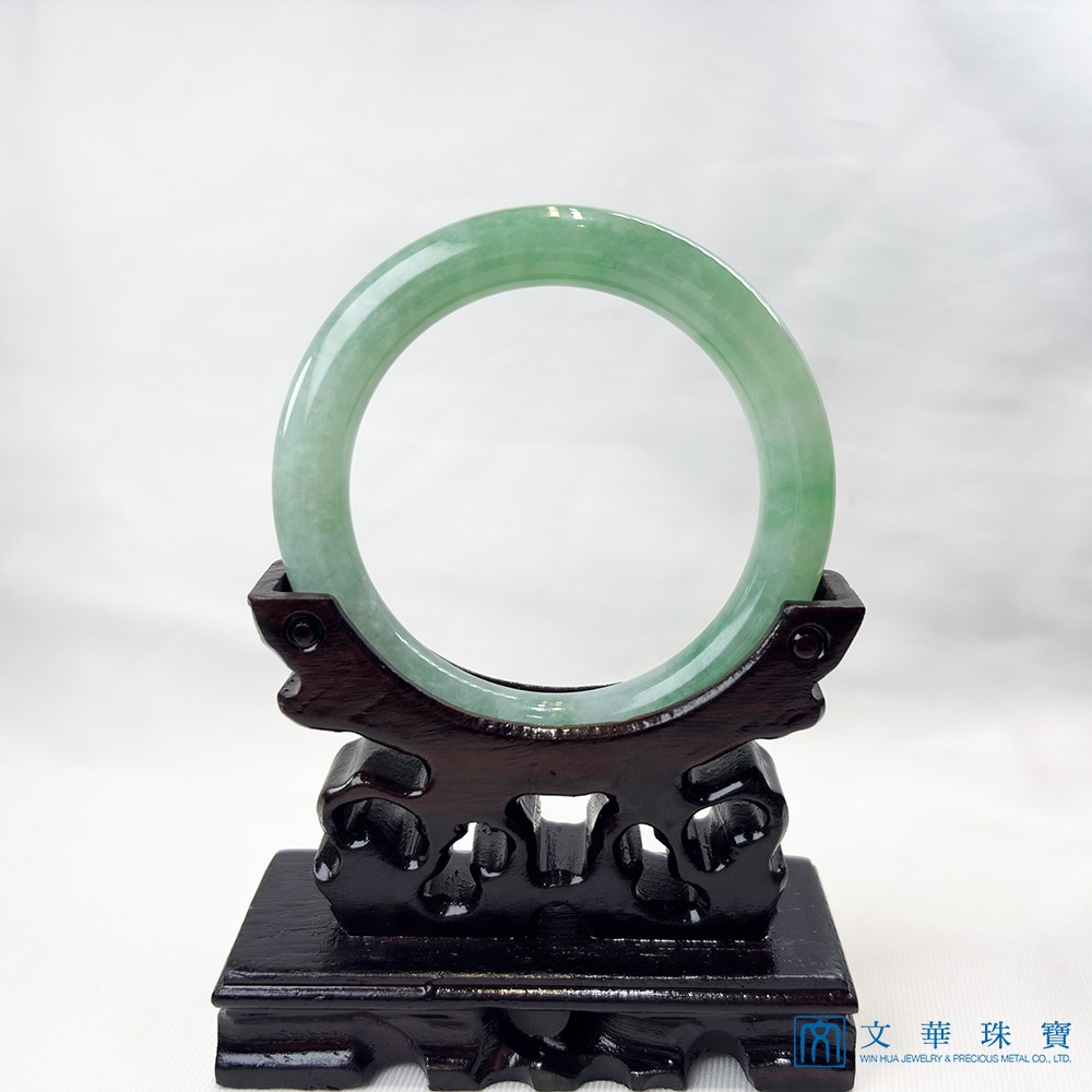  蘋果綠正圓條翡翠玉鐲 約18.5圍