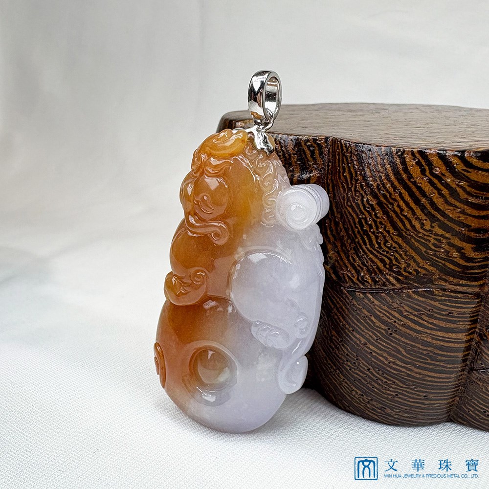 麒麟才子雙彩翡翠玉墜(已售出)
