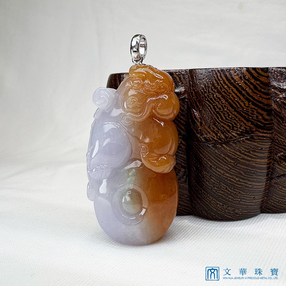 麒麟才子雙彩翡翠玉墜(已售出)