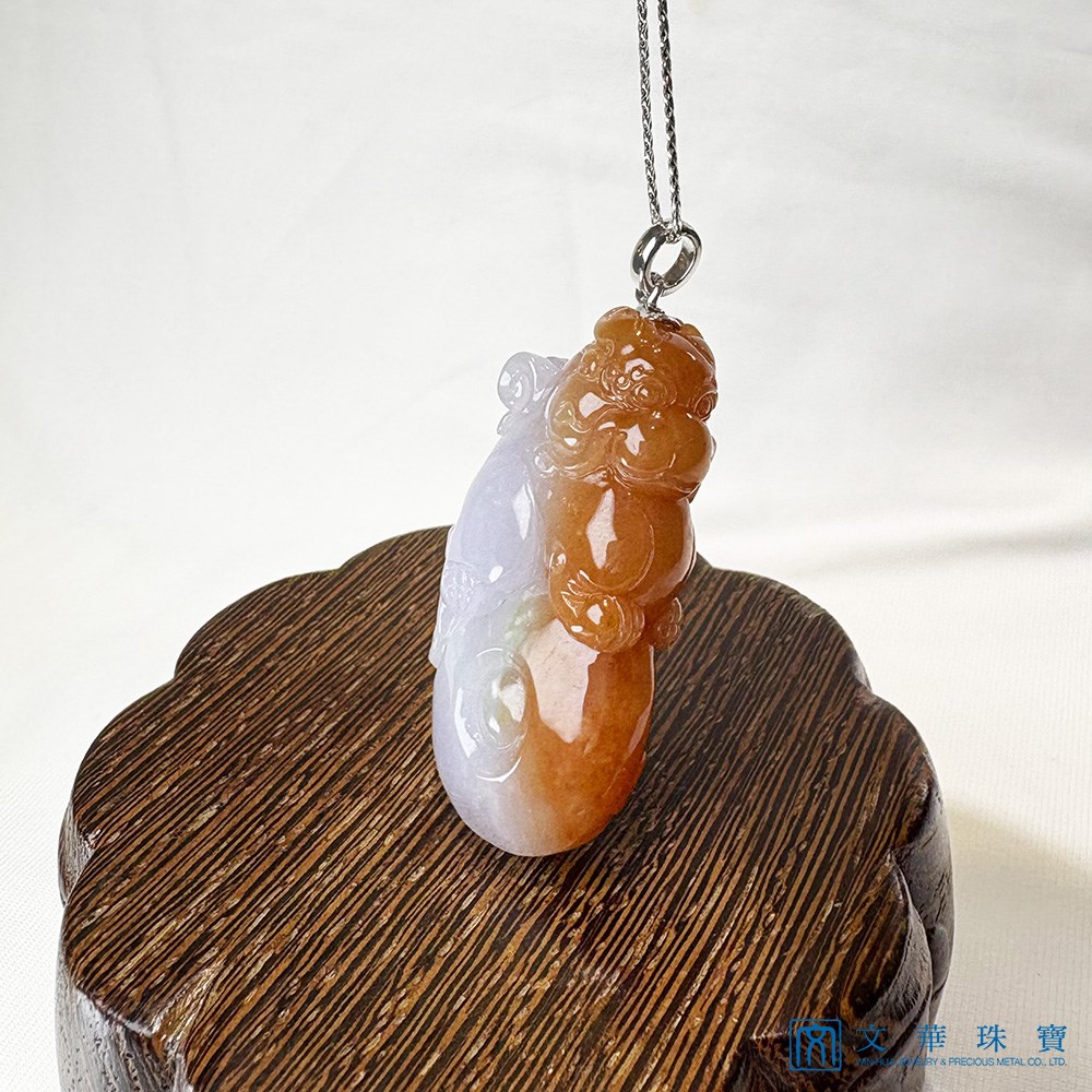 麒麟才子雙彩翡翠玉墜(已售出)