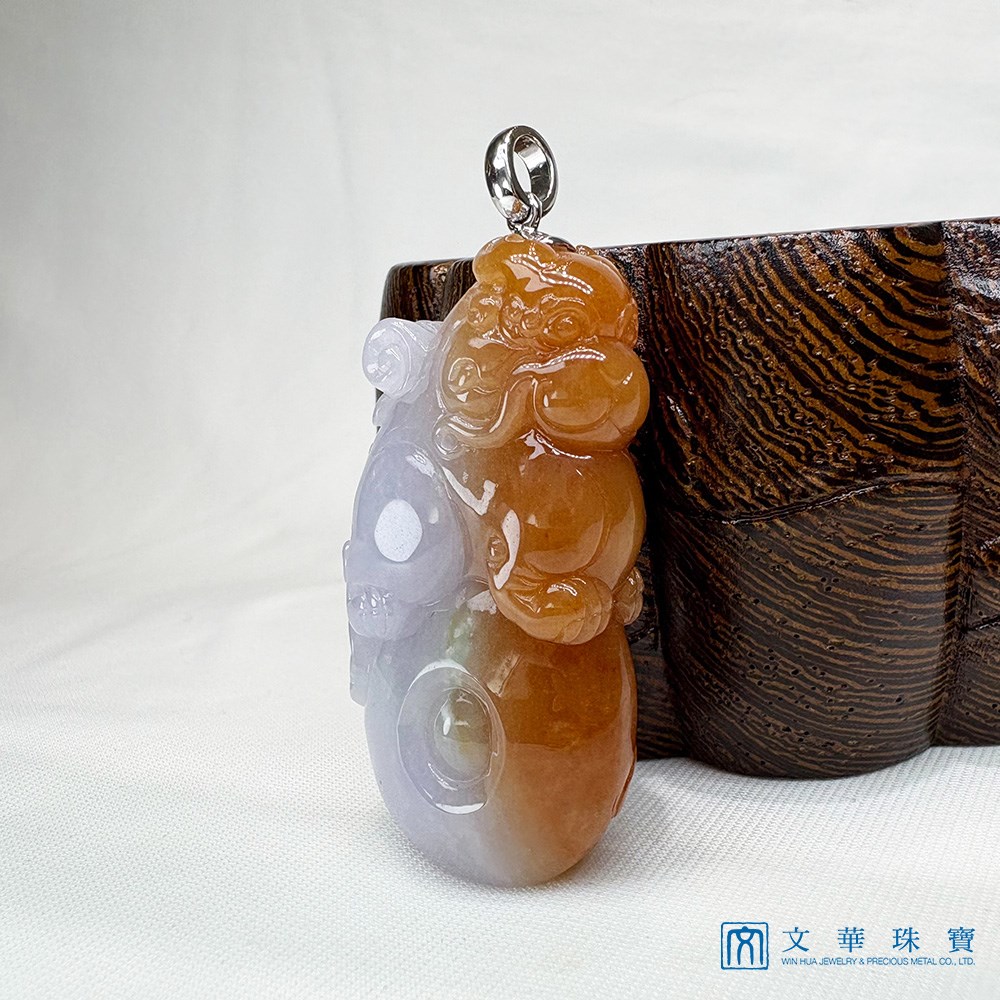 麒麟才子雙彩翡翠玉墜(已售出)