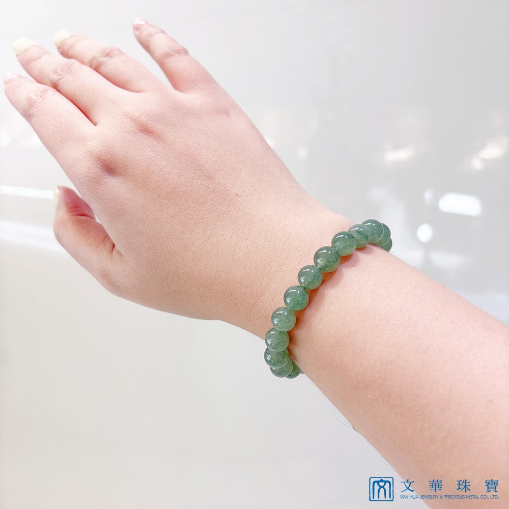 翡翠翠圓湖綠玉珠手鍊 8-9mm