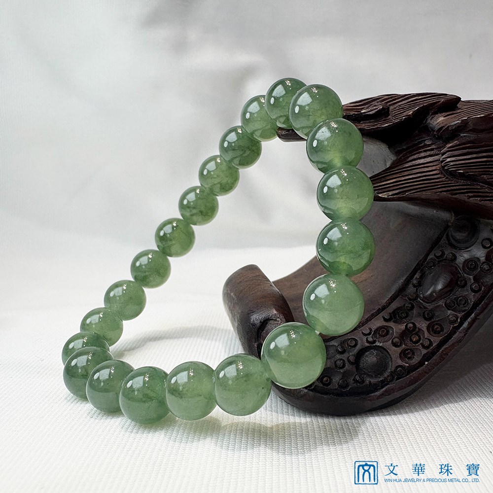 翡翠翠圓湖綠玉珠手鍊 8-9mm