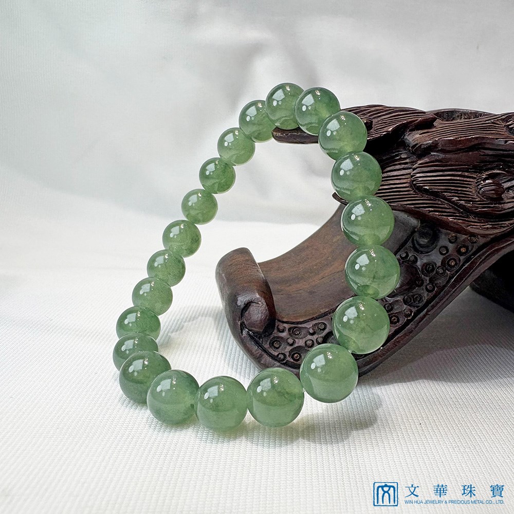 翡翠翠圓湖綠玉珠手鍊 8-9mm