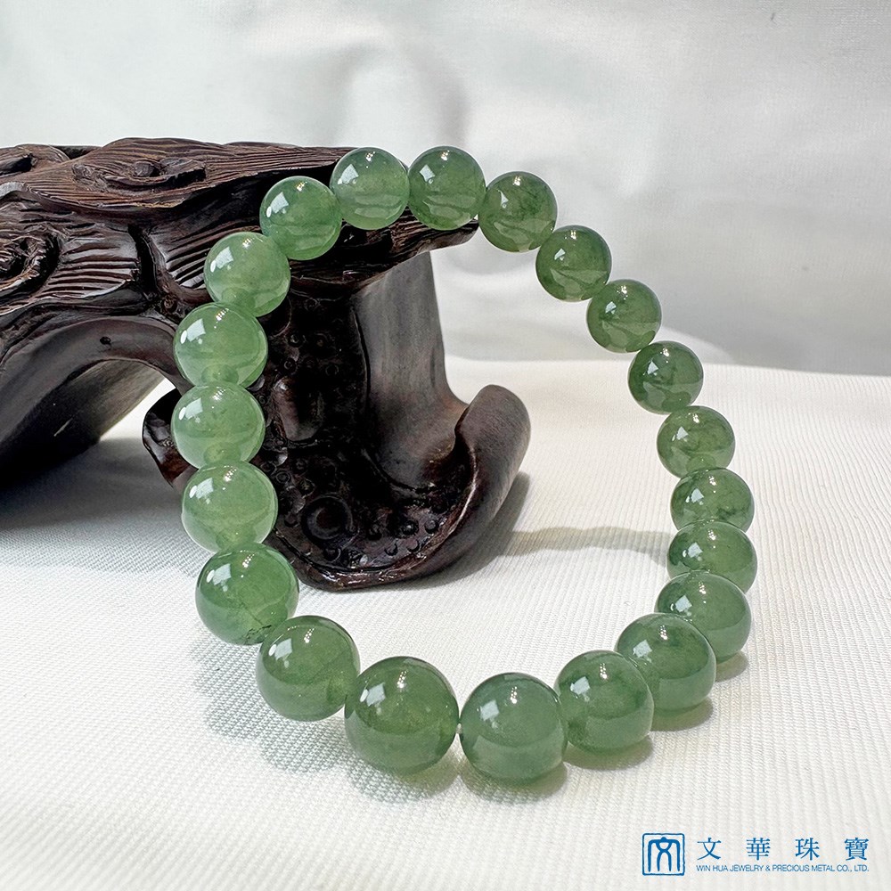 翡翠翠圓湖綠玉珠手鍊 8-9mm